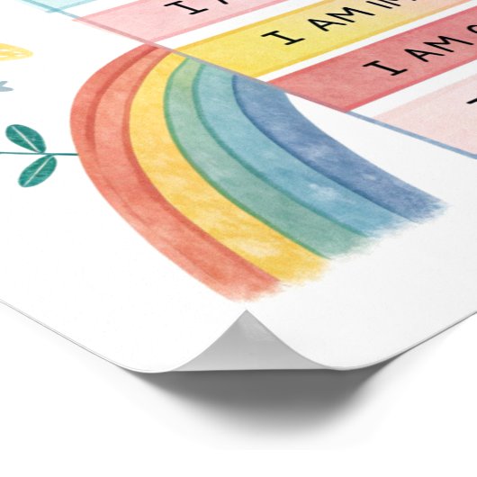 Rainbow Positive Affirmations Poster für Kinder (Ecke)