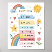 Rainbow Positive Affirmations Poster für Kinder (Vorne)