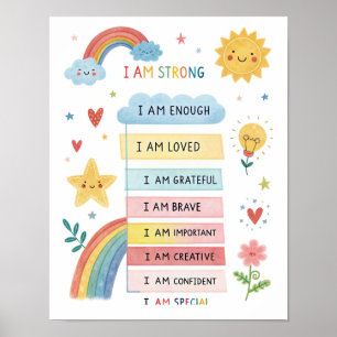 Rainbow Positive Affirmations Poster für Kinder