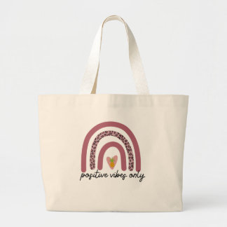 Rainbow 'Positive Vibes Only' Tote Bag Jumbo Stoffbeutel