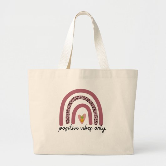 Rainbow 'Positive Vibes Only' Tote Bag Jumbo Stoffbeutel (Vorne)