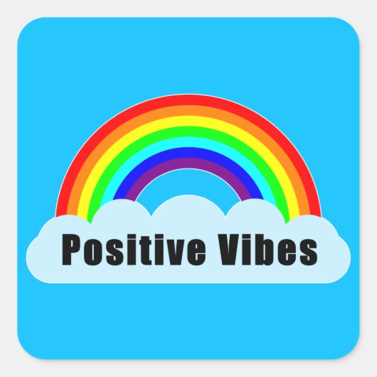 RAINBOW - Positive Vibes Quadratischer Aufkleber (Vorderseite)