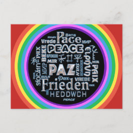 Rainbow Postcard Chrom Frieden in mehreren Sprache Postkarte