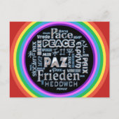 Rainbow Postcard Chrom Frieden in mehreren Sprache Postkarte (Vorderseite)