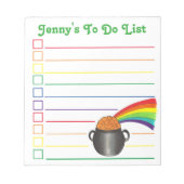 Rainbow Pot of Gold Personalisiert zu führen Notizblock (Vorderseite)