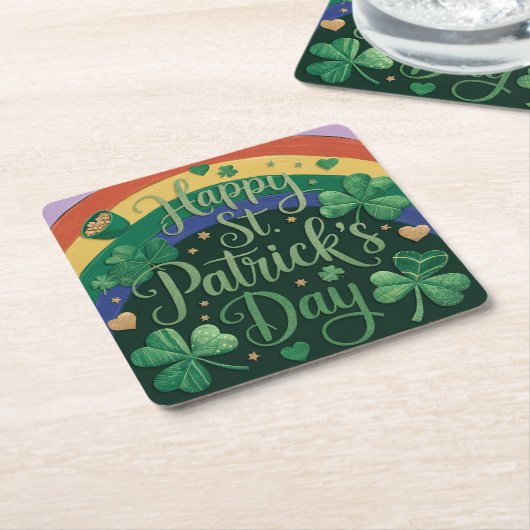 Rainbow Pot of Gold St. Patrick's Day Untersetzer (angewinkelt)