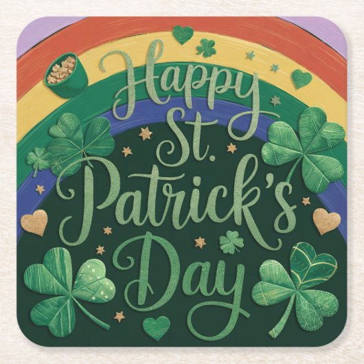 Rainbow Pot of Gold St. Patrick's Day Untersetzer (Vorderseite)