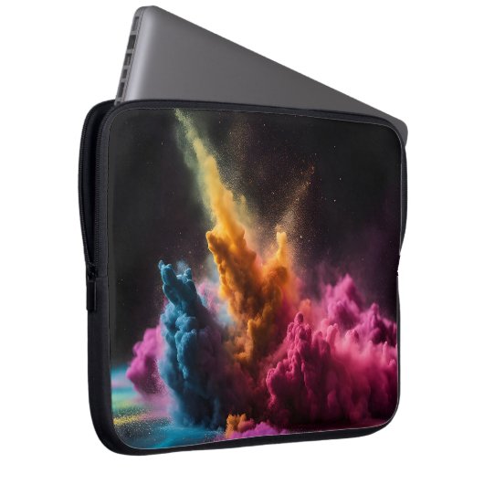 Rainbow Powder blast auf schwarz Laptopschutzhülle (Vorne Rechts)