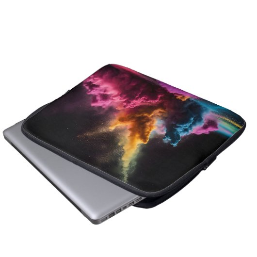 Rainbow Powder blast auf schwarz Laptopschutzhülle (Vorne Knopf)