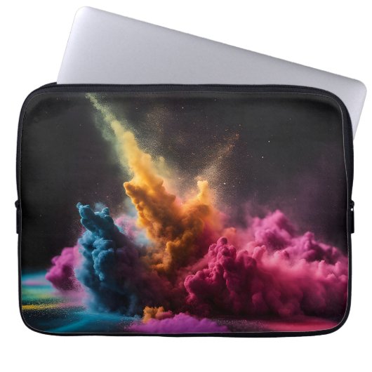 Rainbow Powder blast auf schwarz Laptopschutzhülle (Vorderseite)