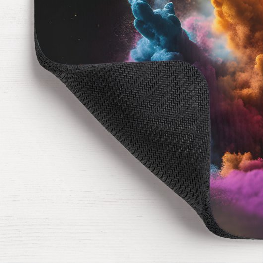 Rainbow Powder blast auf schwarz Mousepad (Ecke)