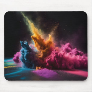 Rainbow Powder blast auf schwarz Mousepad