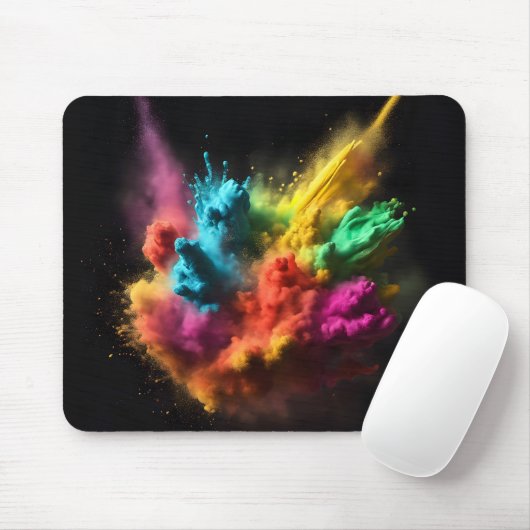 Rainbow Powder blast auf schwarz Mousepad (Mit Mouse)