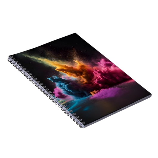 Rainbow Powder blast auf schwarz Notizblock (Rechte Seite)