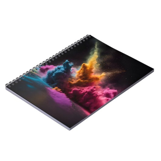 Rainbow Powder blast auf schwarz Notizblock (Linke Seite)