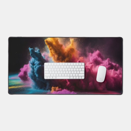 Rainbow Powder blast auf schwarz Schreibtischunterlage (Tastatur & Maus)