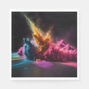 Rainbow Powder blast auf schwarz Serviette