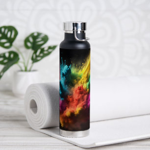 Rainbow Powder blast auf schwarz Trinkflasche