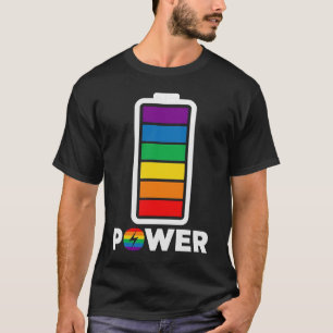 Rainbow Power Battery LGBTQ Gay Lesbian Bewusstsei T-Shirt