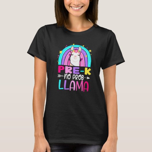 Rainbow Pre-Kindergarten No Prob Llama 100th Day o T-Shirt (Vorderseite)