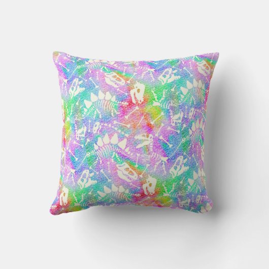 Rainbow Prehistorischer Dinosauriername Kissen (Rückseite)