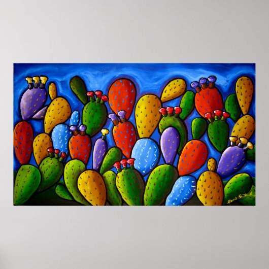 Rainbow Prickly Pear Cactus Art Poster (Vorne)