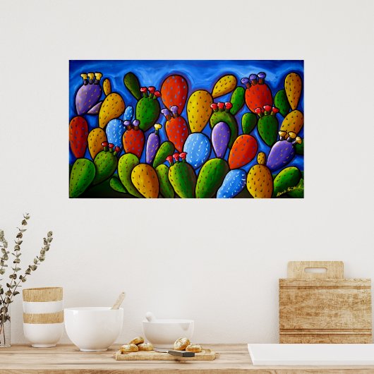 Rainbow Prickly Pear Cactus Art Poster (Küche)