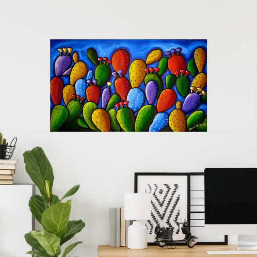 Rainbow Prickly Pear Cactus Art Poster (Heimbüro)