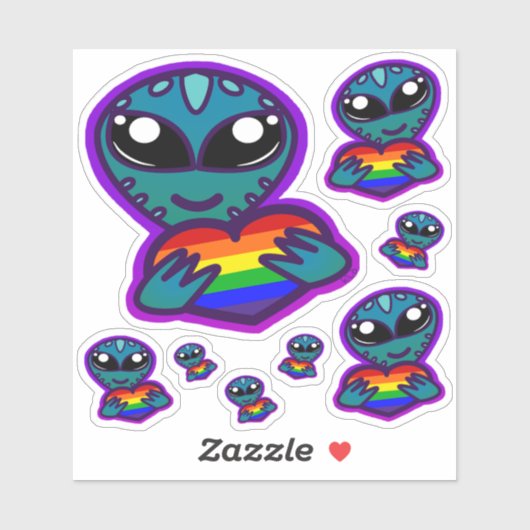 Rainbow Pride Alien Stickers Aufkleber (Blatt)