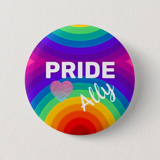 Rainbow Pride Allied with Heart Button (Vorderseite)