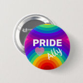 Rainbow Pride Allied with Heart Button (Vorne & Hinten)