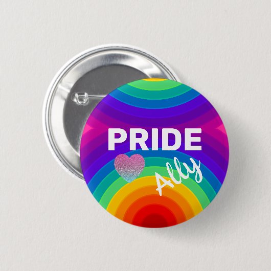 Rainbow Pride Allied with Heart Button (Vorne & Hinten)