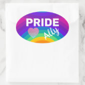 Rainbow Pride Ally Ovaler Aufkleber (Tasche)