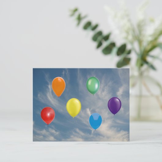 Rainbow Pride Balloons Postkarte (Stehend Vorderseite)