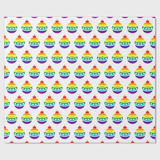 Rainbow Pride Bauble Ball Pattern LGBTQ Weihnachte Geschenkpapier (Flach)