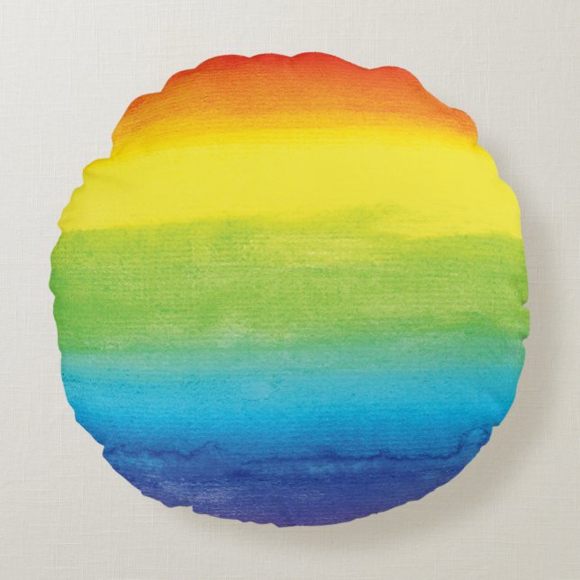 Rainbow Pride Bright Vibrann Rundes Kissen (Vorderseite)