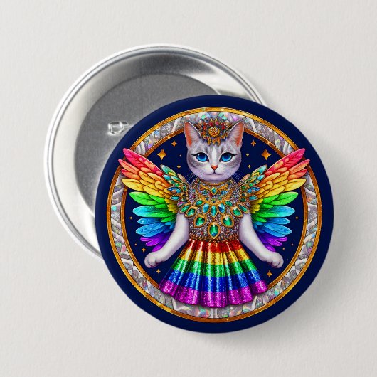 Rainbow Pride Cat Fairy Angel Party Abzeichen Butt Button (Vorne & Hinten)