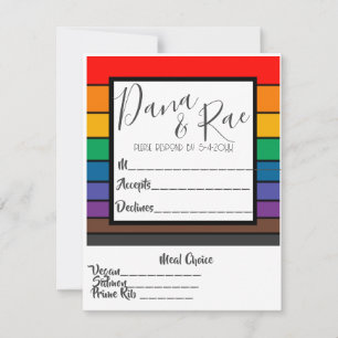 Rainbow Pride Color Block Streifen mit Auswahl RSVP Karte