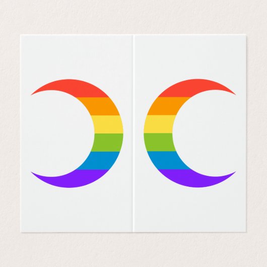 Rainbow Pride Crescent Moons Greeting Card Visitenkarten (Außenseite Aufgefaltet)