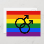 Rainbow Pride Doppelmännchen Postkarte (Vorne/Hinten)