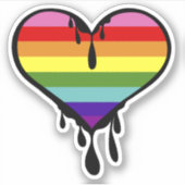 Rainbow Pride Dripping Heart Aufkleber (Vorderseite)