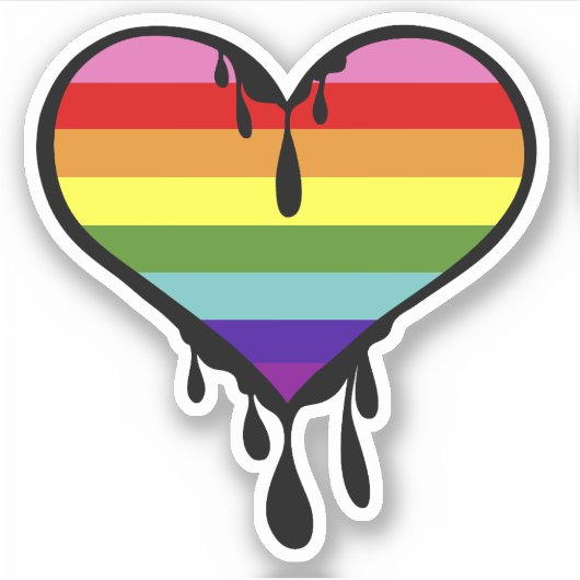 Rainbow Pride Dripping Heart Aufkleber (Vorderseite)