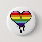 Rainbow Pride Dripping Heart Button (Vorderseite)
