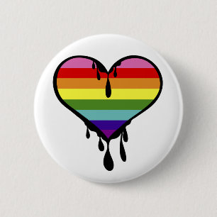 Rainbow Pride Dripping Heart Button