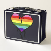 Rainbow Pride Dripping Heart Metall Brotdose (Rückseite)