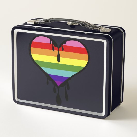 Rainbow Pride Dripping Heart Metall Brotdose (Rückseite)
