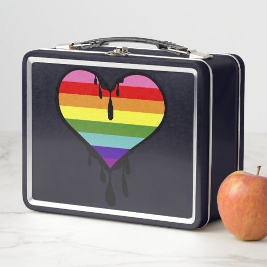 Rainbow Pride Dripping Heart Metall Brotdose (Beispiel)