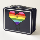 Rainbow Pride Dripping Heart Metall Brotdose (Vorderseite)