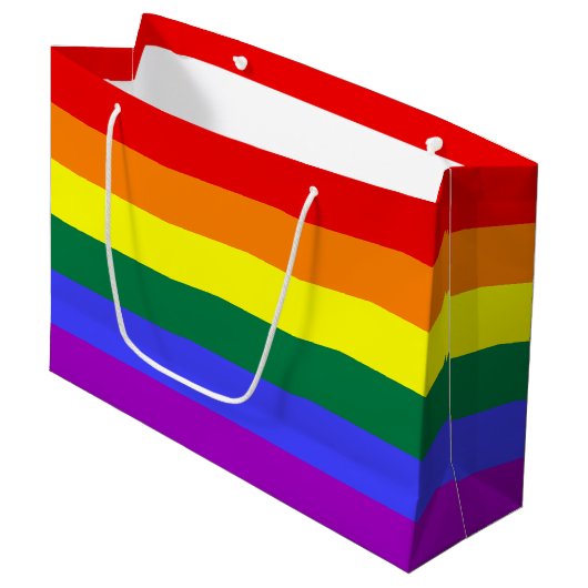 Rainbow-Pride-Flag Große Geschenktüte (Vorderseite Schrägansicht)