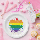 Rainbow Pride Flag Hearts Pappteller (Party)